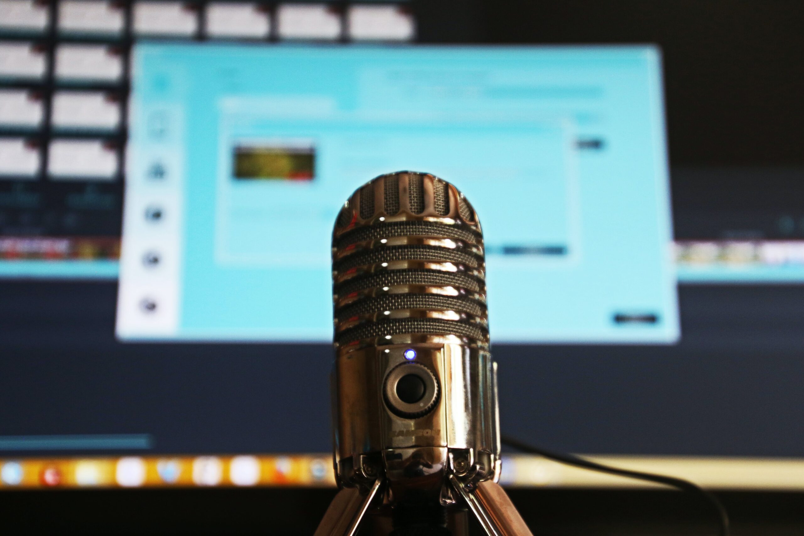 Cable Management for podcasts with a mike in middle of photo